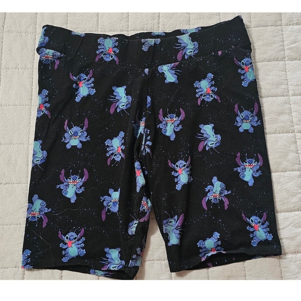 Disney Lilo and Stitch Bike Shorts Black Celestial Character‎ Print Womens XL